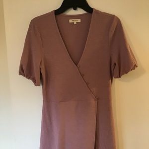 MADEWELL Dusty Pink Cross Front Button Dress